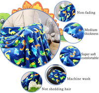 Couverture en polaire tricotée chaude pour garçons avec motif de dinosaure - Couverture douillette en flanelle moelleuse pour enfants, adaptée à toutes les saisons