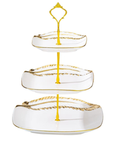 Collection d'assiettes en céramique blanches et dorées gaufrées, assiettes carrées et rondes avec bordure en plumes dorées de luxe pour réceptions de mariage