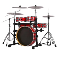 5-piece Full Size Stainless Steel & Steel Traditional Drum Set Professional Musical Instrument with Adjustable Foldable Design