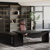 Scrivania Direzionale Moderna di Lusso per Ufficio, Tavolo da Lavoro Regolabile per Computer, Nero, per Casa e Ufficio, Scrivania per CEO
