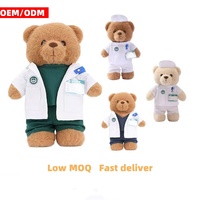 Ours en peluche OEM en gros, uniforme médical, avec coton PP, logo personnalisé, pour médecins et infirmières, poupée douce