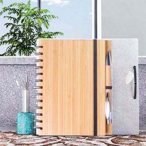 Oempromo Custom Recycled Bamboo Cover <b>Notebook</b> Set Promotional A5/A6 Sizes Spiral Pen Printed Paper Bamboo <b>Diaries</b> - Product Image 3
