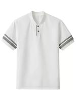 Zomer herenmode Henley-hals korte mouw ademende polyester/katoen gebreide t-shirt herenkleding
