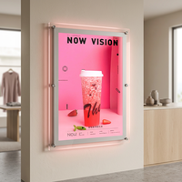 Cadre d'affichage mural lumineux en aluminium avec panneau LED cristallin pour enseigne publicitaire de magasin de détail