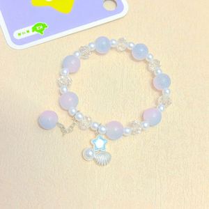 Bracelet extensible pour femme en perles de verre colorées de 10 mm, imitation perle de coquillage, style plage océanique, cadeau - Product Image 5