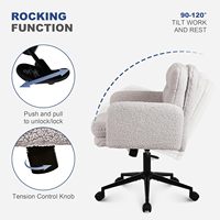Chaise de bureau ergonomique à hauteur réglable, solide et à dossier moyen, table de toilette confortable en fausse fourrure, chaise pivotante de loisirs pour la maison