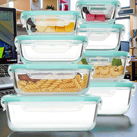 Lot de 8 boîtes à bento hermétiques en verre pour le stockage des aliments Couvercles verrouillables étanches Congélateur pour micro-ondes Sans BPA pour les repas et les déjeuners