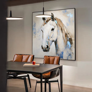 Серебряная синяя квадратная лошадь Baoju успешная легкая роскошь в современном стиле ручная роспись маслом чистая деревня Дафен для ресторана - Product Image 4