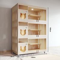 Vente Flash : Villa pour Chat Moderne et Luxueuse en Bois Massif avec Fermeture à Boutons en Verre, Meuble d'Intérieur pour Animaux de Compagnie