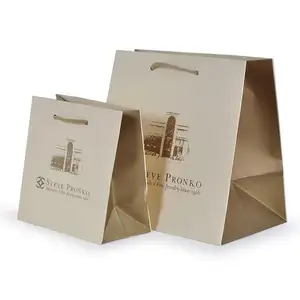 Sacos de papel personalizados com embalagem de compras de luxo, impresso de seu próprio fabricante de alça beutel hof verken