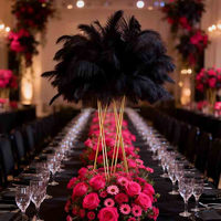 Neu Gestaltete Schwarze Straußenfeder-Blumenkugel als Tischdekoration für Hochzeit, Valentinstag, Ostern und Erntedankfest