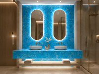 Dalles polies en pierre semi-précieuse turquoise, découpées sur mesure, pour panneaux muraux rétroéclairés, comptoirs, bureaux d'accueil et incrustations décoratives