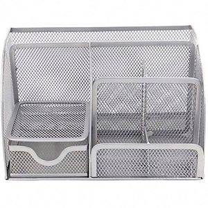 YH Modern Metal Desk Organizer Caddy With Storage Drawer for <b>Pens</b>/Pencils (Black/Silver 20.4X10.4X10cm) - Product Image 4