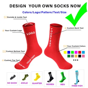 Calcetines con logotipo personalizado para hombre y mujer, calcetín deportivo Unisex, 100% algodón