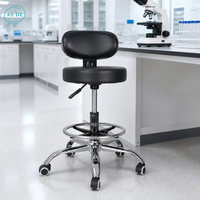 Tabouret de laboratoire ergonomique industriel avec dossier, hauteur réglable, repose-pieds pivotant, revêtement en cuir PU, classe 1000-10000, sans poussière, charge 150 kg