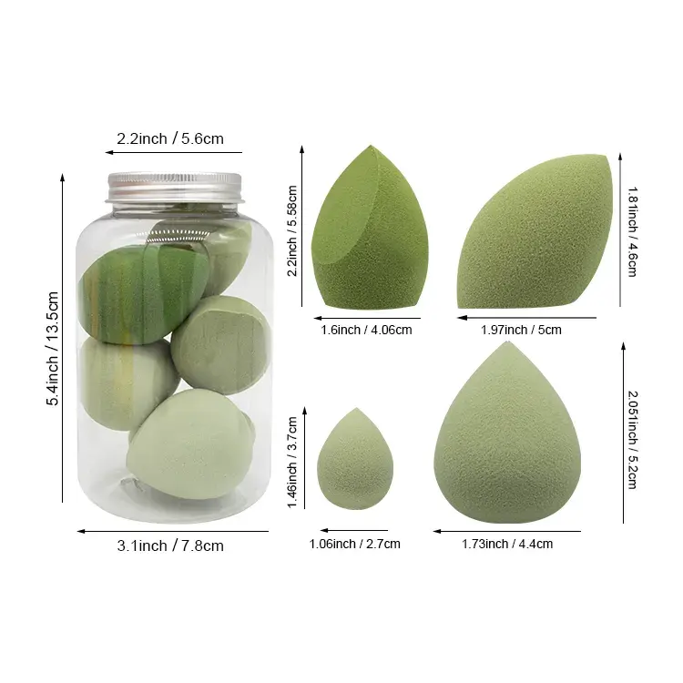 Günstigster mehrfarbiger 7-teiliger Mini-Weichkürbis-Wasser tropfen Beauty Puff Sponge Wet And Dry Makeup Sponge Witn Bottle