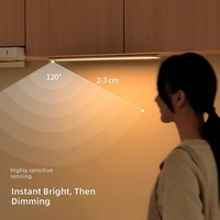 Bande LED ultra-fine à détecteur de mouvement pour armoire, avec installation magnétique, télécommande, intensité variable, 3 températures de couleur, pour armoire, cuisine, maison