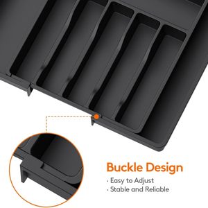 Plateau de rangement compact et réglable pour couverts de cuisine, plateau extensible pour l'organisation des couverts dans le tiroir - Product Image 5