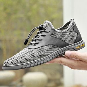 Chaussures d'été respirantes en maille pour hommes, chaussures de sport et de loisirs en maille, chaussures d'extérieur élastiques à bande perforée - Product Image 2