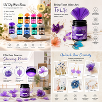 Résine époxy UV TIMESRUI pour formes de fils et résine artistique - 12 couleurs 40/100ml, épaisse, transparente, pour la décoration florale DIY
