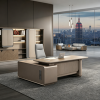 Bureau de direction moderne en forme de L avec armoire latérale pour salle de direction