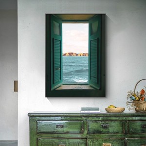 Pintura al Óleo Enmarcada de Paisaje Marino Costero, Arte Abstracto, Decoración de Pared para Sala de Estar o Entrada - Product Image 4