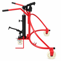 Chariot de manutention manuel hydraulique pour fûts avec pince de bord, hauteur de levage 1400 mm, diamètre max. du fût 562 mm, pour fûts d'acier