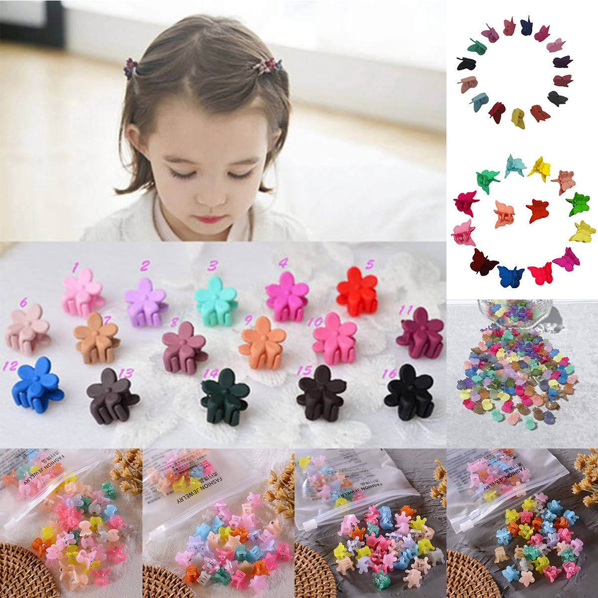 10PCS Girls Kids Butterfly Flower Hair Clip Claw Barrettes Mini Hairpin Headdress Hair Accessories