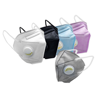 Hubei Haixin KN95 Respirateur Masque Gris Jetable avec Valve Respirant Canard Bill V Forme Tie-on Earloop Rond Coloré Noir