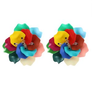 2024ヴィンテージアクリルラージフラワーイヤリング女性のためのカラフルなレイヤー花びらイヤリング夏の海辺のパーティーウエディングジュエリーギフト - Product Image 3