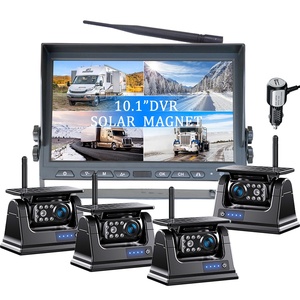 شاشة مراقبة لاسلكية رقمية iPoster مقاس 10.1 بوصة مع عرض رباعي وشاشة IPS للرؤية الخلفية مع كاميرا قابلة للشحن بالطاقة الشمسية وبطارية 9000 مللي أمبير - Product Image 1