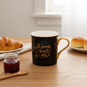 Gold-plated Handle <b>Large</b>-capacity High Temperature Resistant Microwave <b>Safe</b> European Style Nordic Coffee Mug Custom Printed Logo - Product Image 1