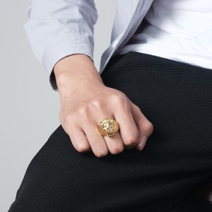 Lion Head <b>Titanium</b> Steel Men's <b>Ring</b> Gold Color Prong Setting Gift Jewelry - Product Image 3