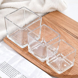Wholesale Cubic Glass <strong>Candle</strong> Holder <strong>Square</strong> Wedding Flower Vase <strong>square</strong> Glass Jar for Scented <strong>Candle</strong> - Product Image 4