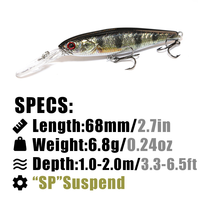 Leurre flottant imprimé en 3D B&U JT02 en plastique ABS rigide pour la pêche en eau salée/d'eau douce, saumon, bar, brochet, sandre