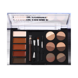 Professional Custom Logo Waterproof 6 Colors Eyebrow <strong>Stamp</strong> Powder Highlighter Wax <strong>Brow</strong> 10pcs Stencil Makeup <strong>Kit</strong> - Product Image 5