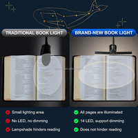 Lampe de lecture à double tête 14 LED Touch Control avec 3 couleurs et 8 luminosités Lampe de lecture USB rechargeable pour les soins des yeux Clip on Book