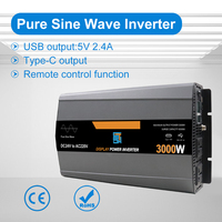 Transformateur de tension 3000W 4000W 5000W DC 12V 24V 48V vers AC 110V 220V, onduleur solaire hors réseau à onde sinusoïdale pure