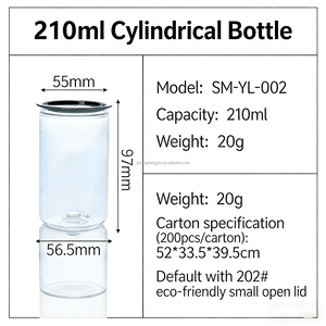 Envase cilíndrico esférico de 210 ml y 55 mm de diámetro, preforma transparente para alimentos, botella de plástico redonda para refrescos, lata de PET con tapa - Product Image 1