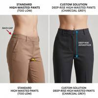 Pantalon de costume formel noir taille haute pour femmes grandes, avec boutons dorés, style vintage, coupe large, entrejambe personnalisé