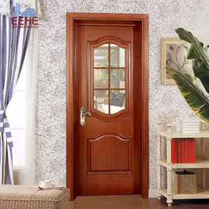 Özel fiyat lüks stil ahşap kanatlı cam kapılar dekoratif iç ahşap kapılar ev kapı