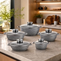Ensemble de casseroles en aluminium classique 10 pièces, noir, induction, antiadhésif, casseroles en céramique, ensemble de casseroles de cuisson
