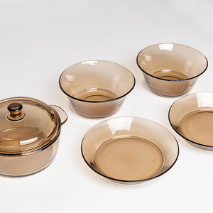 Braune Runde Hitzebeständige Glas-Schüssel für Backen, Süßigkeiten, Luxus-Fruchtmischung, Dekorative Gehärtete Glasschale - Product Image 4