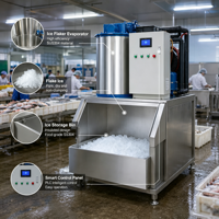 Machine à glace en paillettes industrielle pour le refroidissement des produits de la pêche frais, la transformation des fruits de mer et la chaîne du froid de la pêche