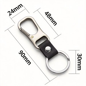 Groothandel duurzame roestbestendige lederen & zinklegering karabijnhaak sleutelhanger met riemclip voor zakelijke autosleutelring - Product Image 2