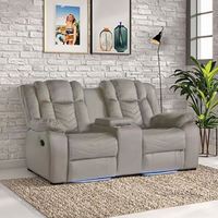 Set Sofa Kulit Sintetis Mewah dengan Kursi Recliner Elektrik, Speaker Bluetooth Modern, Adaptor Soket, Lampu LED Biru untuk Rumah Pintar