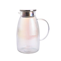 Pichet en verre borosilicate de 1700 ml avec couvercle en bambou et acier inoxydable, théière classique de luxe écologique pour la boisson
