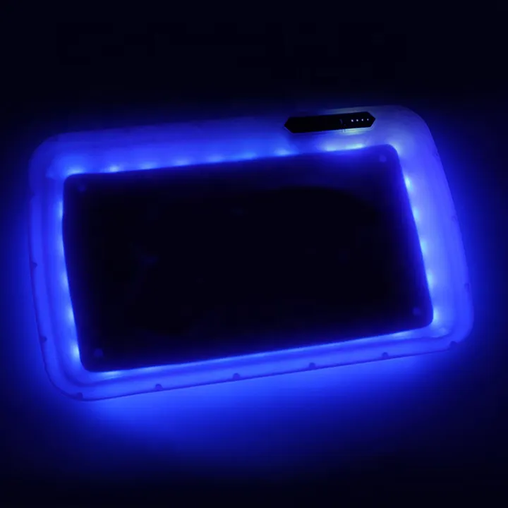 Plateau à rouler avec LED en forme de tabac, produit personnalisé, paillettes, éclairage coloré pour Logo de tabac, vente en gros,