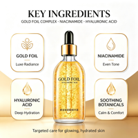 Sérum Visage Effet Or à Marque Blanche avec Acide Hyaluronique et Niacinamide – Essence Éclat Nourrissante pour Soin Quotidien de la Peau