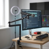 Bras de microphone pliable en métal pour studio de podcast et de streaming
